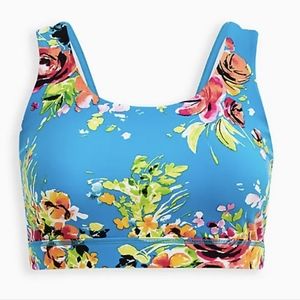 Torrid | LOW-IMPACT WIRELESS TWIST BACK ACTIVE SPORTS BRA Blue Floral | Size 1X
